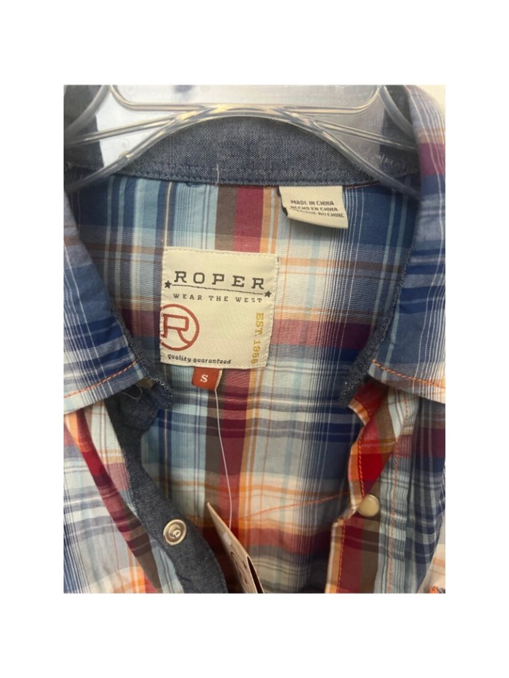 NWT Roper Wear the West Mens Plaid Western Snap Front Shirt Blue Red S NEW   AB - Picture 6 of 9